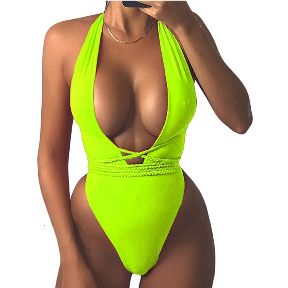 Green one piece swimsuit